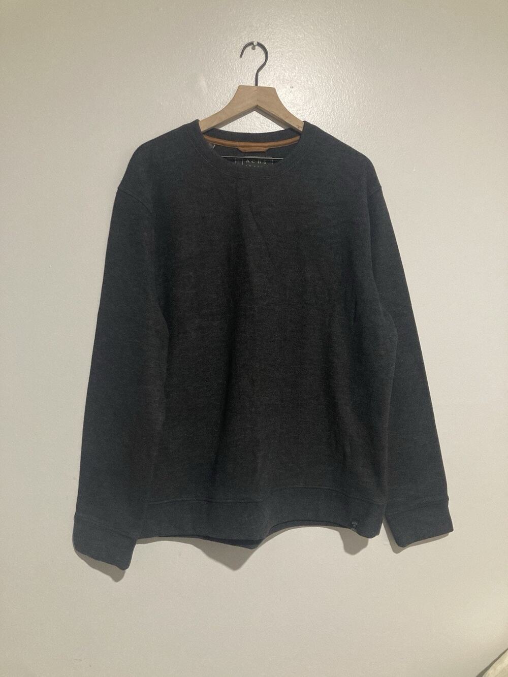 Jachs New York Men's Wool Blend Soft Crewneck Charcoal Logo Size XL